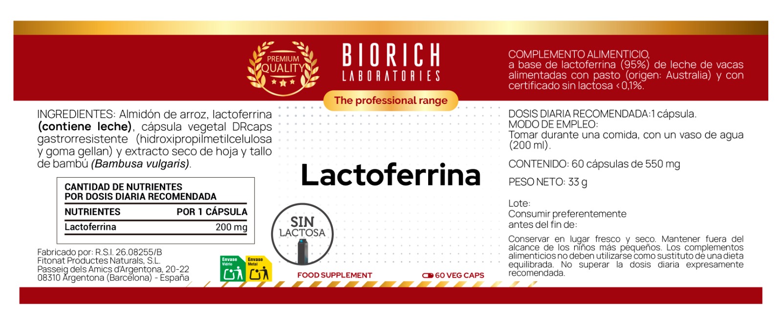 LACTOFERRINA 200 MG 60 CAP - Imagen 2